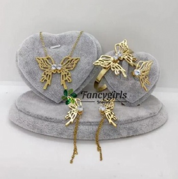 Stainless steel gold plated jewelry set Conjunto de joyas chapado en oro de acero inoxidable