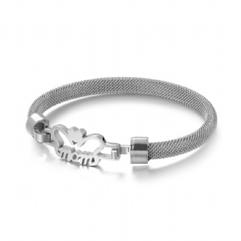 Stainless steel mom bangle bracelet for women