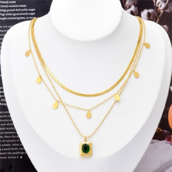 Stainless steel multi layers blade chain necklace