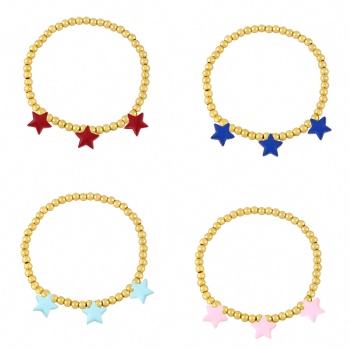 Adjustable lacquered charms gold plated copper/brass bracelet