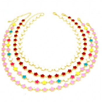 Enamel five star necklace colored necklace jewelry