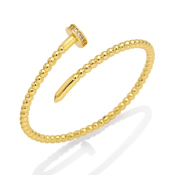 Colored zircon gold plated copper/brass open cuff bracelet bangle