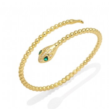 Zircon gold plated copper/brass open cuff bracelet bangle