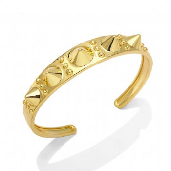 Zircon gold plated copper/brass open cuff bracelet bangle