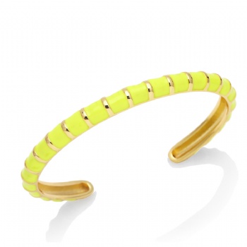 Enamel gold plated copper/brass colored open cuff bracelet bangle