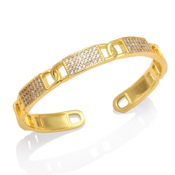 Zircon gold plated copper/brass open cuff jaguar bracelet bangle