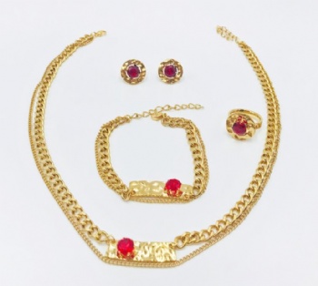 Stainless steel zircon necklace jewelry set