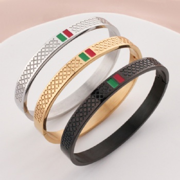 Stainless steel tricolor bangle bracelet jewelry