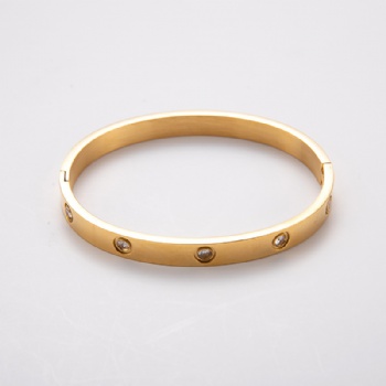 Stainless steel tricolor zircon bangle bracelet jewelry