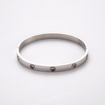 Stainless steel tricolor zircon bangle bracelet jewelry