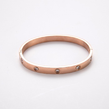 Stainless steel tricolor zircon bangle bracelet jewelry