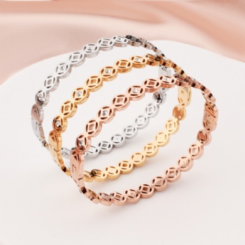 Stainless steel tricolor zircon bangle bracelet jewelry