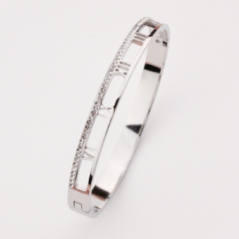 Stainless steel tricolor roman number bangle bracelet jewelry