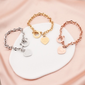 Stainless steel tricolor heart bracelet love bracelet