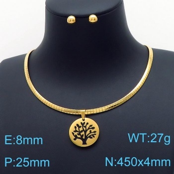 Stainless steel 18k gold plated earring necklace jewelry set