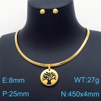 Stainless steel 18k gold plated earring necklace jewelry set