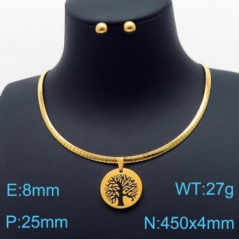 Stainless steel 18k gold plated earring necklace jewelry set