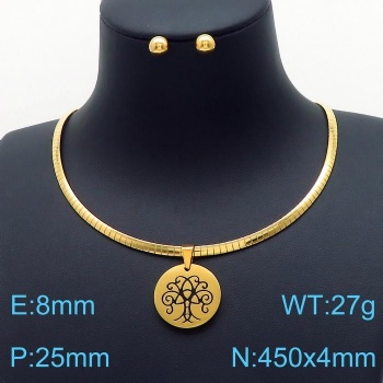 Stainless steel 18k gold plated earring necklace jewelry set