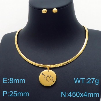 Stainless steel 18k gold plated earring necklace jewelry set