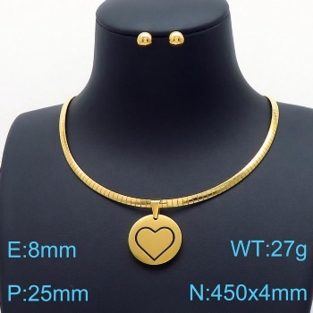 Stainless steel 18k gold plated earring necklace jewelry set