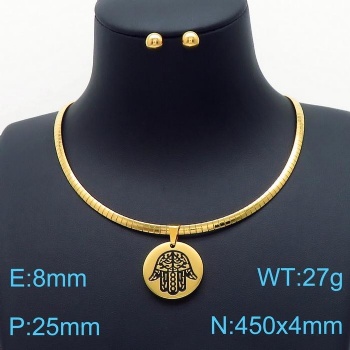 Stainless steel 18k gold plated earring necklace jewelry set