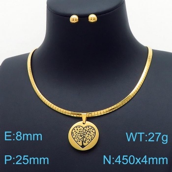 Stainless steel 18k gold plated earring necklace jewelry set