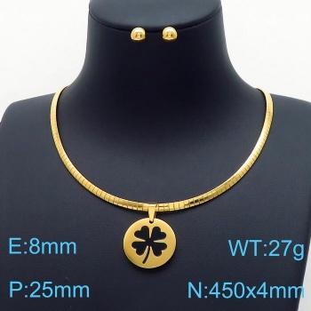 Stainless steel 18k gold plated earring necklace jewelry set