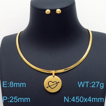 Stainless steel 18k gold plated earring necklace jewelry set