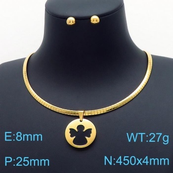 Stainless steel 18k gold plated earring necklace jewelry set