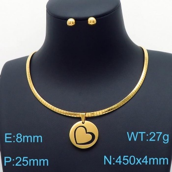 Stainless steel 18k gold plated earring necklace jewelry set