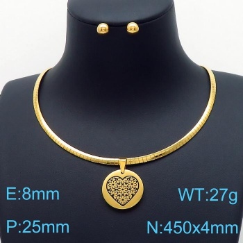 Stainless steel 18k gold plated earring necklace jewelry set