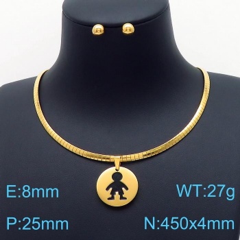 Stainless steel 18k gold plated earring necklace jewelry set