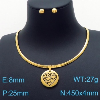 Stainless steel 18k gold plated earring necklace jewelry set