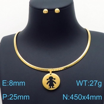 Stainless steel 18k gold plated earring necklace jewelry set