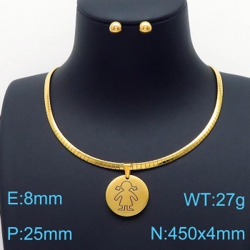 Stainless steel 18k gold plated earring necklace jewelry set