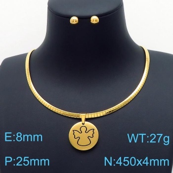 Stainless steel 18k gold plated earring necklace jewelry set