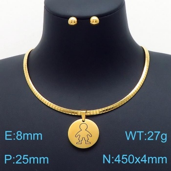 Stainless steel 18k gold plated earring necklace jewelry set