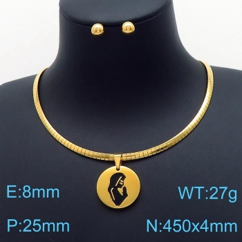 Stainless steel 18k gold plated earring necklace jewelry set