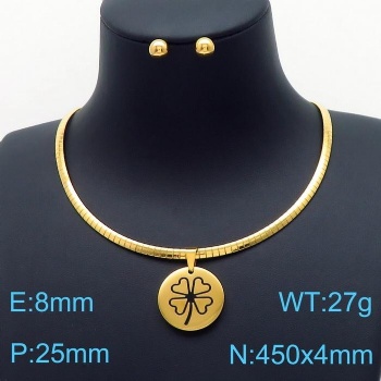 Stainless steel 18k gold plated earring necklace jewelry set