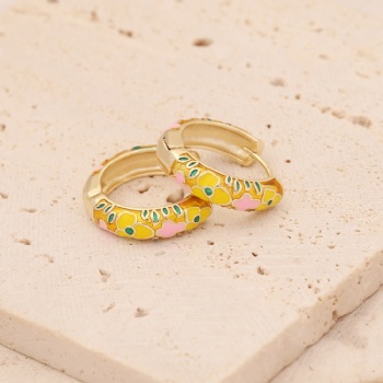 18k gold plated enamel earrings jewelry for women wholesale oil drop hoop earrings