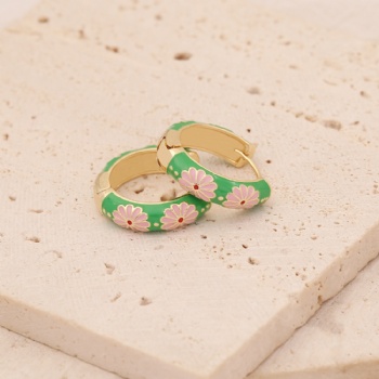 18k gold plated enamel earrings jewelry for women wholesale oil drop hoop earrings