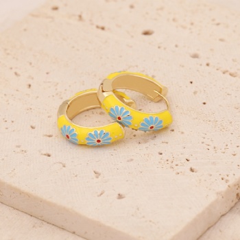 18k gold plated enamel earrings jewelry for women wholesale oil drop hoop earrings