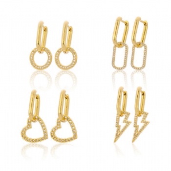 18k gold plated dangle drop earrings jewelry for women zirconnia statement hoop earrings