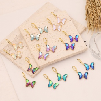 18k gold plated butterfly dangle drop earrings jewelry for women hoop earrings