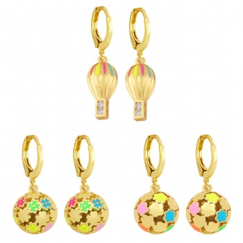 18k gold plated dangle drop enamel earrings jewelry for women statement hoop earrings