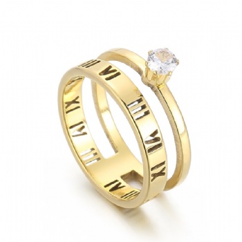 18K gold plated stainless steel ring jewelry