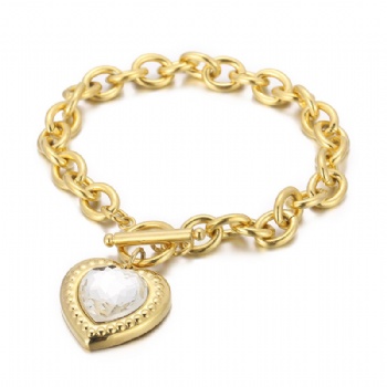 Crystal glass heart bracelet stainless steel bracelet jewelry