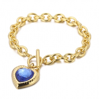 Crystal glass heart bracelet stainless steel bracelet jewelry