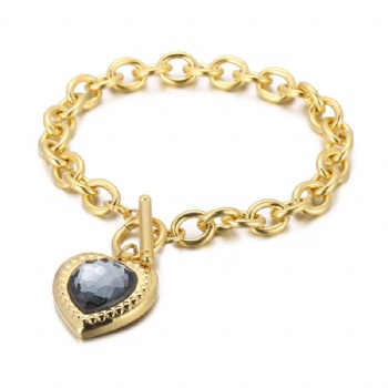 Crystal glass heart bracelet stainless steel bracelet jewelry