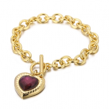 Crystal glass heart bracelet stainless steel bracelet jewelry